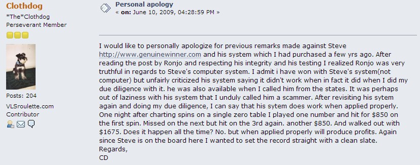 Clothdog's apology